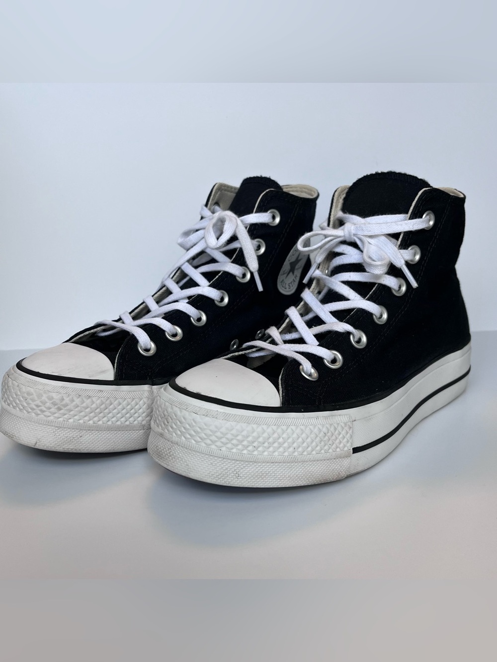 CONVERSE Chuck Taylor All Star High Top Platform Black Sneakers Women’s Size 7.5 - Picture 4 of 10